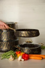 خرید و قیمت سرویس قابلمه گرانیتی طرح ماربل پاچی ترکیه