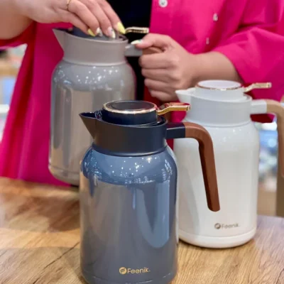 خرید و قیمت فلاسک استیل دسته طرح چوب Feenik