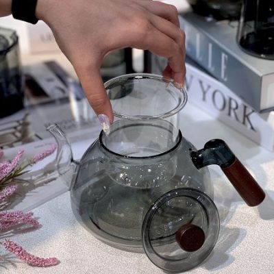 خرید و قیمت قوری پیرکس دودی دسته بامبو IMAR