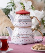 خرید و قیمت کتری قوری لعابی خال قرمز آجار XAP-06499