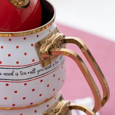 خرید و قیمت کتری قوری لعابی خال قرمز آجار XAP-06499