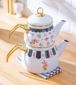 قیمت و خرید کتری قوری لعابی طرح گل آجار ACAR