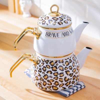 خرید و قیمت کتری قوری لعابی پلنگی آجار XAP-08527