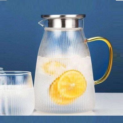 خرید و قیمت پارچ پیرکس دسته رنگی درب استیل AROW