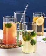 خرید و قیمت لیوان پیرکس مربع دسته رنگی دلی گلس DELI GLASS