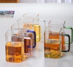 خرید و قیمت لیوان پیرکس مربع دسته رنگی دلی گلس DELI GLASS