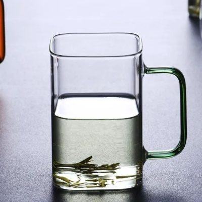 خرید و قیمت لیوان پیرکس مربع دسته رنگی دلی گلس DELI GLASS