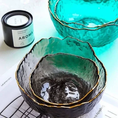 خرید و قیمت کاسه دفرمه رنگی لب طلایی