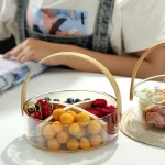 خرید و قیمت تنقلات خوری پیرکس 4 خانه دسته بامبو وارداتی