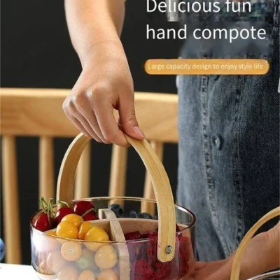 خرید و قیمت تنقلات خوری پیرکس 4 خانه دسته بامبو وارداتی