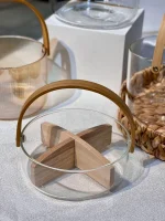 خرید و قیمت تنقلات خوری پیرکس 4 خانه دسته بامبو وارداتی