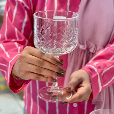 خرید و قیمت دسر خوری و بستنی خوری پایه دار طرح تایملس دلی گلس DELI GLASS