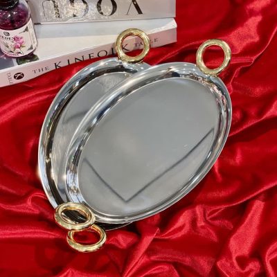 خرید و قیمت سینی پذیرایی استیل دو نفره دسته حلقه AROW