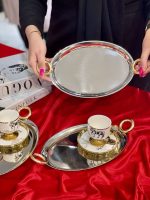 خرید و قیمت سینی پذیرایی استیل دو نفره دسته حلقه AROW