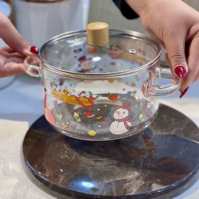 خرید و قیمت قابلمه پیرکس شعله مستقیم طرح بابانوئل وارداتی