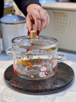 خرید و قیمت قابلمه پیرکس شعله مستقیم طرح بابانوئل وارداتی