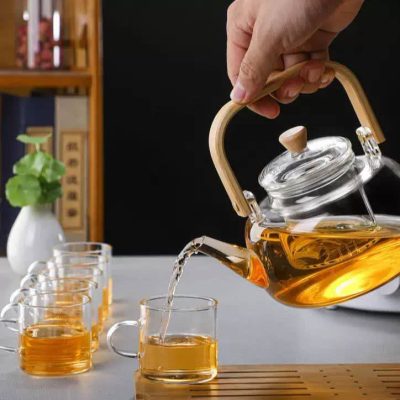 خرید و قیمت قوری پیرکس دسته بامبو دو سایزی وارداتی