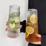 قیمت و خرید پارچ شب پیرکس دارای لیوان شیاردار وارداتی