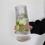 قیمت و خرید پارچ شب پیرکس دارای لیوان شیاردار وارداتی