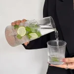 قیمت و خرید پارچ شب پیرکس دارای لیوان شیاردار وارداتی