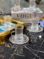 خرید و قیمت ست استکان نعلبکی لب طلایی شیاردار دلی گلس DELI GLASS