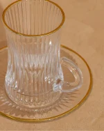 خرید و قیمت ست استکان نعلبکی لب طلایی شیاردار دلی گلس DELI GLASS