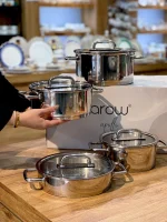 خرید و قیمت سرویس قابلمه استیل 8 پارچه APPOLO محصول AROW ترکیه