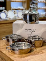 خرید و قیمت سرویس قابلمه استیل 8 پارچه APPOLO محصول AROW ترکیه