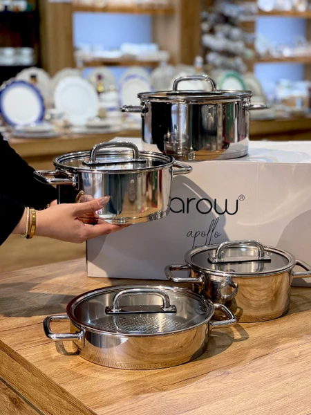 سرویس-قابلمه-استیل-8-پارچه-appolo-محصول-arow-ترکی خرید و قیمت سرویس قابلمه استیل 8 پارچه APPOLO محصول AROW ترکیه