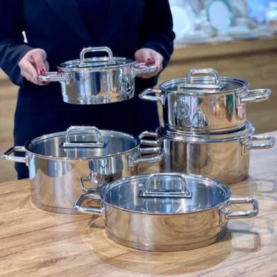 قیمت و خرید سرویس قابلمه استیل ۱۰ پارچه AROW ترکیه مدل SAVOUR