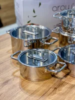 قیمت و خرید سرویس قابلمه استیل ۱۰ پارچه AROW ترکیه مدل SAVOUR