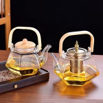 خرید و قیمت قوری پیرکس شش ضلعی دسته بامبو وارداتی