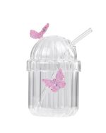 خرید و قیمت لیوان اسموتی پیرکس نی دار طرح پروانه وارداتی