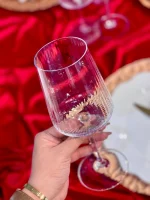 قیمت و خرید گیلاس کریستال پایه بلند شیاردار وارداتی