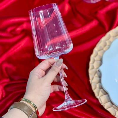 قیمت و خرید گیلاس کریستال پایه بلند شیاردار وارداتی