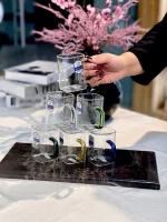 خرید و قیمت استکان پیرکس مربعی دسته رنگی دلی گلس DELI GLASS