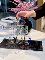 خرید و قیمت استکان پیرکس مربعی دسته رنگی دلی گلس DELI GLASS