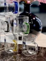 خرید و قیمت استکان پیرکس مربعی دسته رنگی دلی گلس DELI GLASS