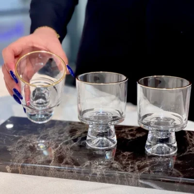 خرید و قیمت دسرخوری پایه کوتاه لب طلایی وارداتی