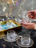 خرید و قیمت فنجان نعلبکی لب طلایی دلی گلس DELI GLASS