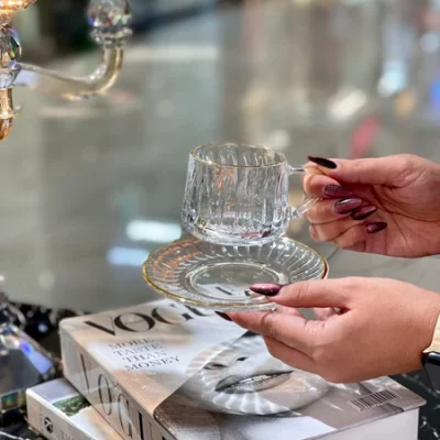 خرید و قیمت فنجان نعلبکی لب طلایی دلی گلس DELI GLASS