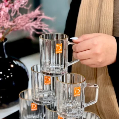 خرید و قیمت ماگ دسته دار لب طلایی مولین دلی گلس DELI GLASS