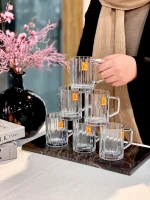 خرید و قیمت ماگ دسته دار لب طلایی مولین دلی گلس DELI GLASS